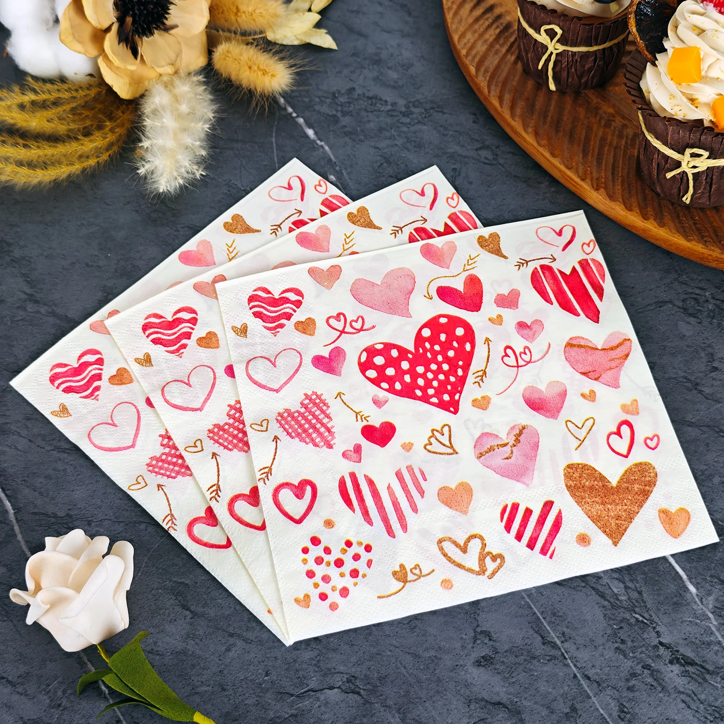 20/50pcs 33*33cm 2ply Valentine's Day Love Napkins Suitable for Wedding Decorations, Dining, Festive Parties, Lively Gatherings
