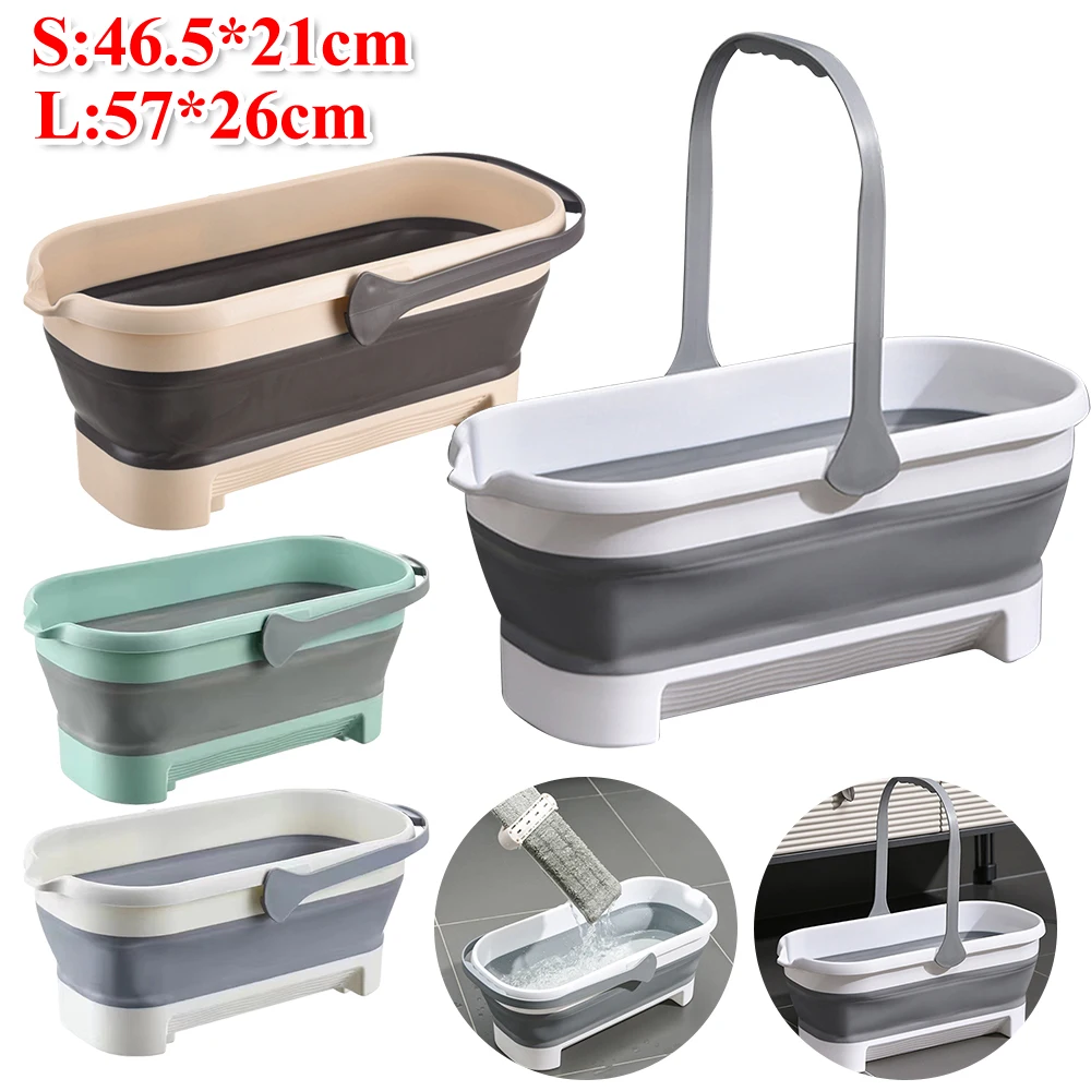 Portable Mop Bucket Foldable Laundry Basket With Wheel Folding Water Basin Household Item For Washing Fishing Camping Basin