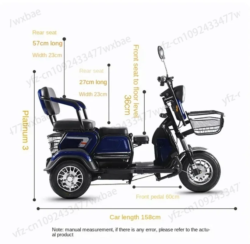 

New Casual Electric Tricycle for Elderly People Scooter Baby Mom with Folding Battery 48v