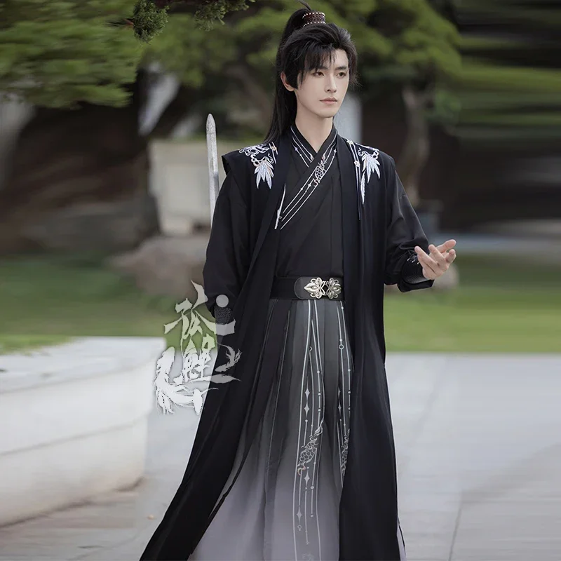 Hanfu tradicional chino para hombres, vestido de espadachín antiguo, batas, disfraz de cosplay, fiesta, kimono de Halloween, vestido folclórico Hanfu de la dinastía Han