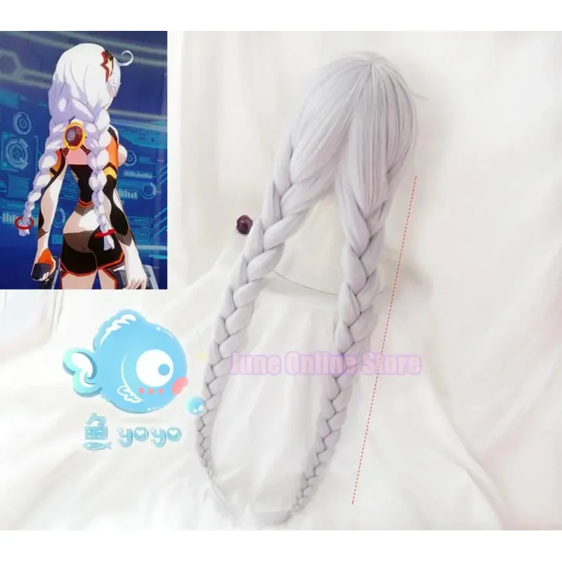 2025 신규 혼카이 임팩트 3 키아나 카슬라나 코스프레 실버 롱 브레이드 내열성 합성 헤어 할로윈 카니발 파티 + F ❤ ❤