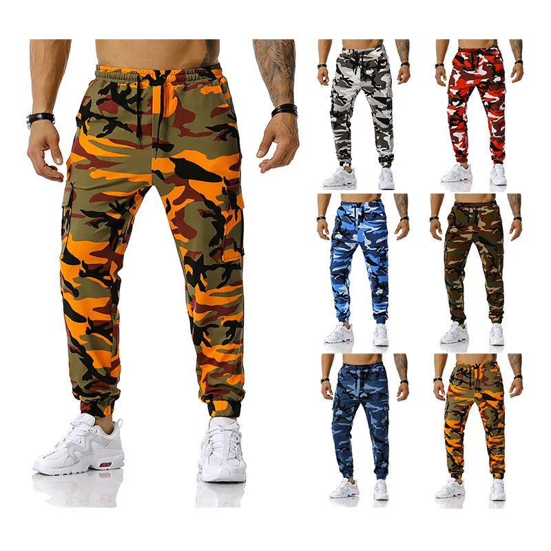 Four Seasons New Men's Splicing Camouflage Jogging Outdoor Sports Pant Football Training Fitness Long Pants
