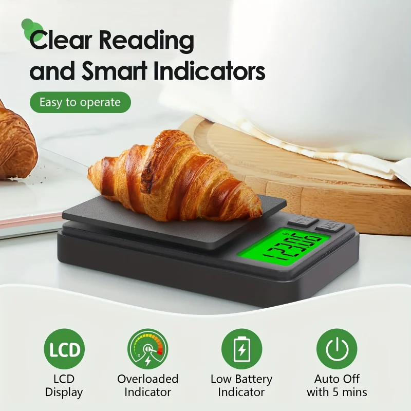 

[1000g Digital Scale] Portable Precision Digital Pocket Scale Food ScaleJewelry ScaleBacklit LCDProtective Cover Kitchen Coffee