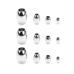 SAUVOO 50 pcs/Lot Stainless Steel Beads Oval Rice Shape Round Beads Loose Spacer Beads For DIY Jewelry Making Bracelet Necklace