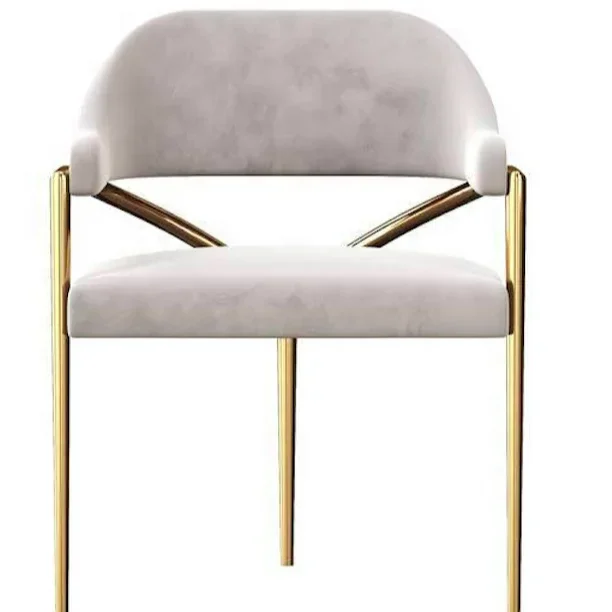 -Light Luxury Stainless Steel Velvet Dining Chair Dining Room  Gold Metal Legs Leisure Chair Modern Soft Armchair in Living Room view 2