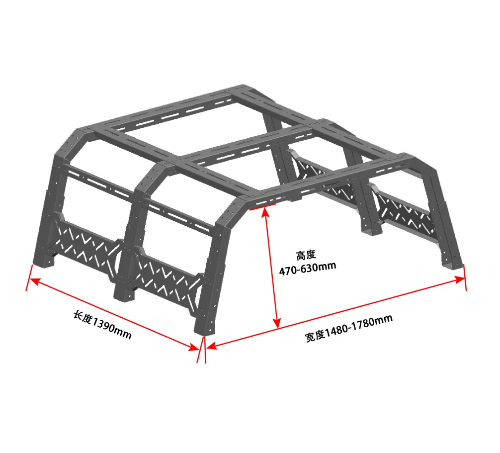 

YH-G-037 Full Aluminum Universal Pickup Roll Bar Truck Bed Rack for Pick-up Trucks Can Load More Than 200kgs