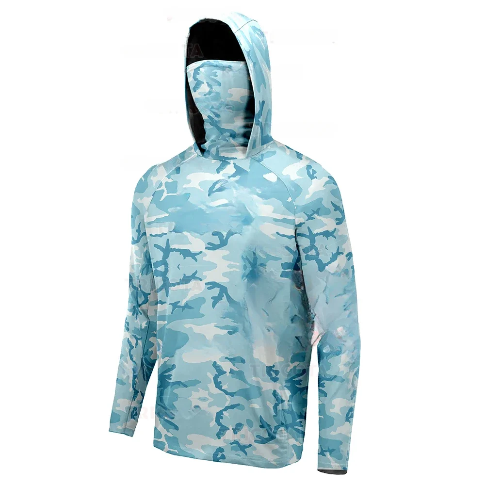Men's Fishing Hoodie Shirts UPF 50+ Sun Protection Long Sleeve Breathable Fishing Clothing With Mask UV view 4