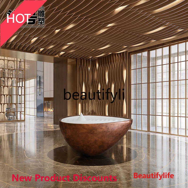 smt45 Sales Office Decoration Hotel Lobby Floor Sculpture Water Feature Fiberglass Artwork