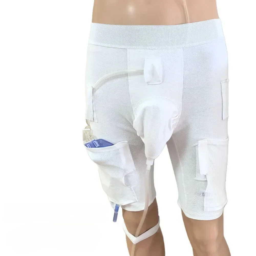 Elderly Urine Bag Male Multi Pocket Drainage Bag Incontinence Underwear Pee Fixed Bracket Collection Bag Leak Proof Urinal Heath
