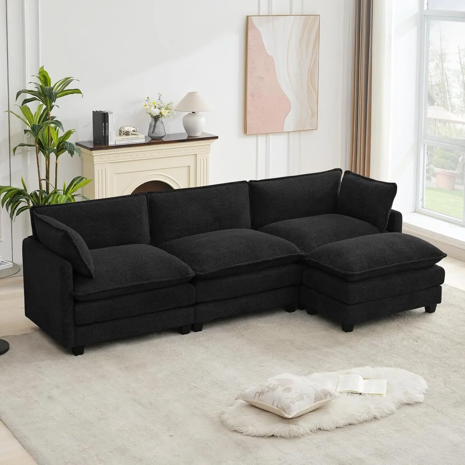 Oversized Modular Sectional Sofa with Ottoman, 112