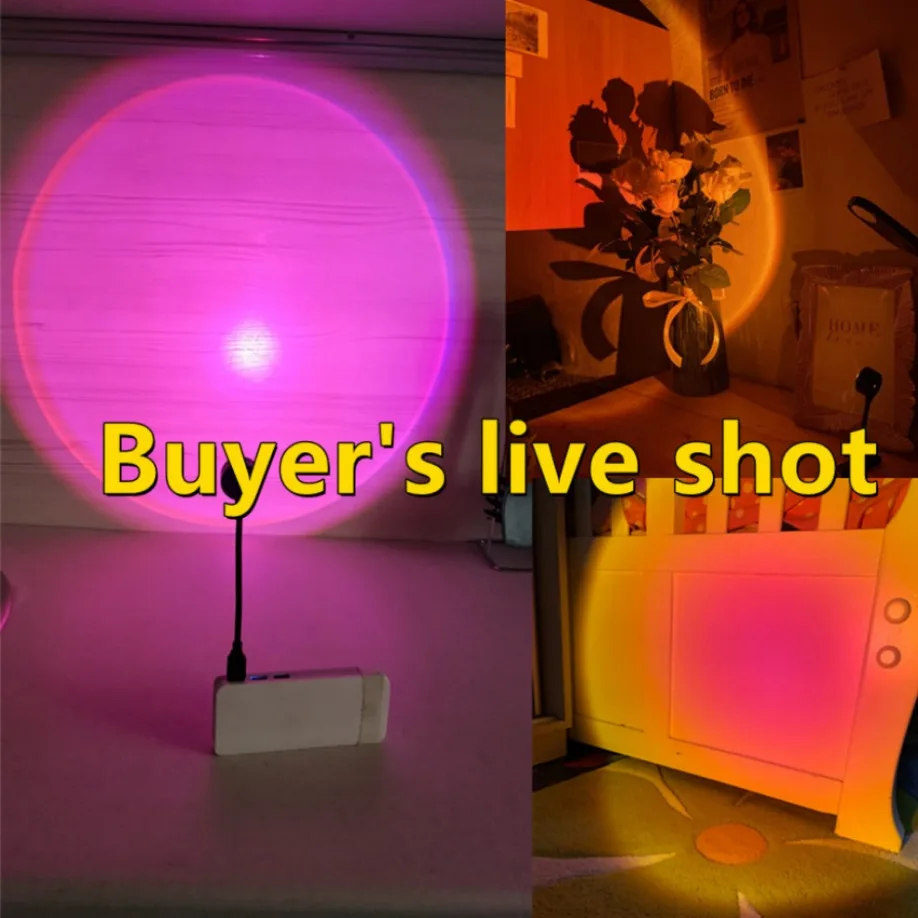 Romantic USB Sunset Lamp LED Rainbow Neon Night Light Projector Photography Wall Atmosphere Lighting for Bedroom Decor Light