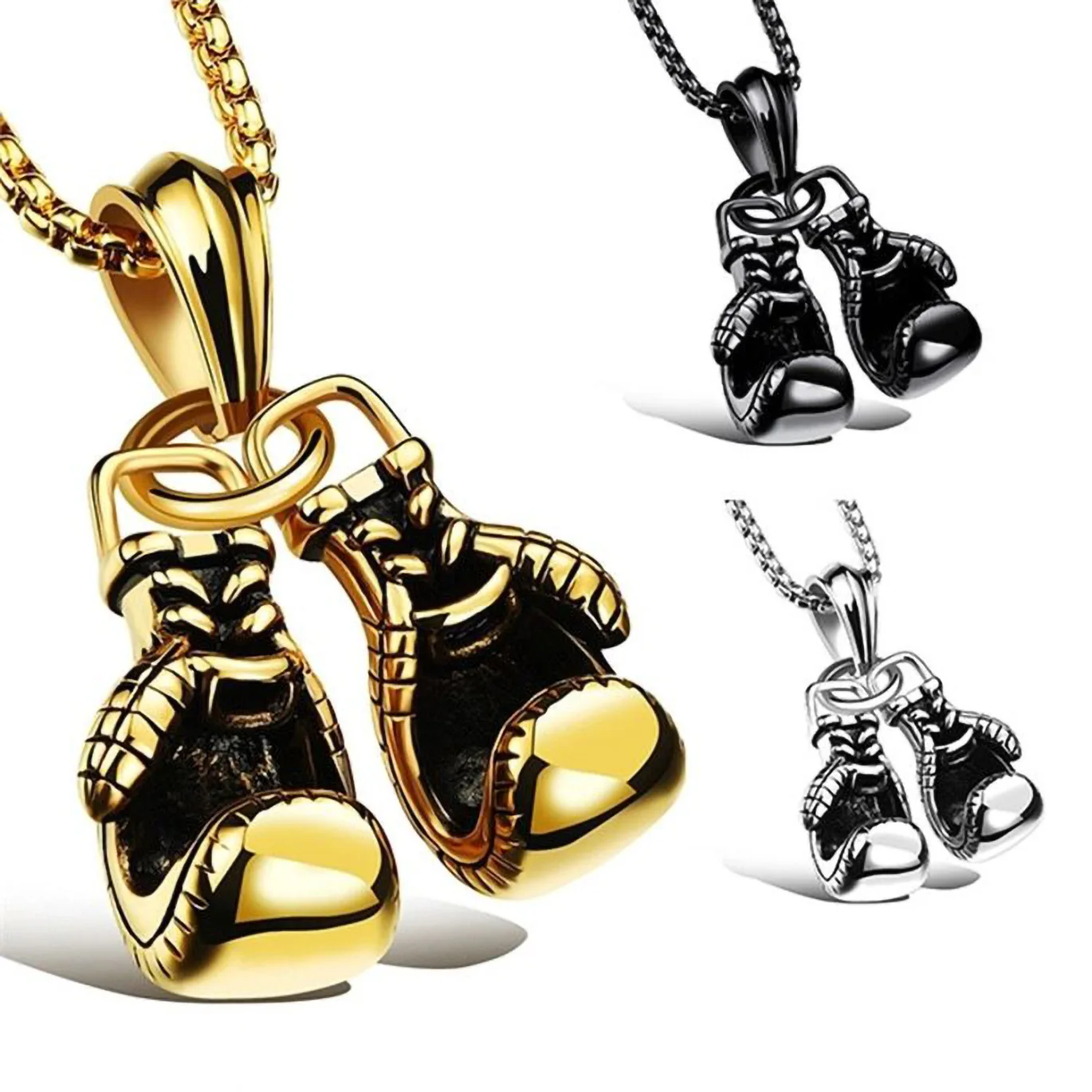 Retro Fitness Boxing Gloves Titanium Steel Necklace Fashion Punk Pendant