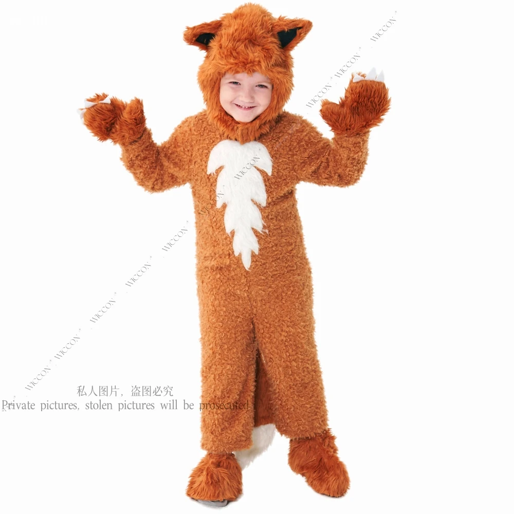 Fox Cute Little Animal Cartoon Cosplay Costume Romper Jumpsuit for Baby Boy Girls Winter Outfit Pajamas Comfy Gloves Kigurumi