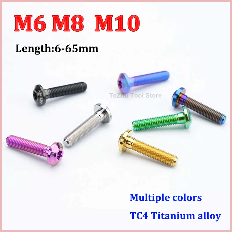 1Pc Titanium Bolt M6 M8 M10 x 6 8 10 12 14 15 16 18 20 25 30 40 65mm Torx Umbrella Head Screw for Bicycle Motorcycle Disk Brake