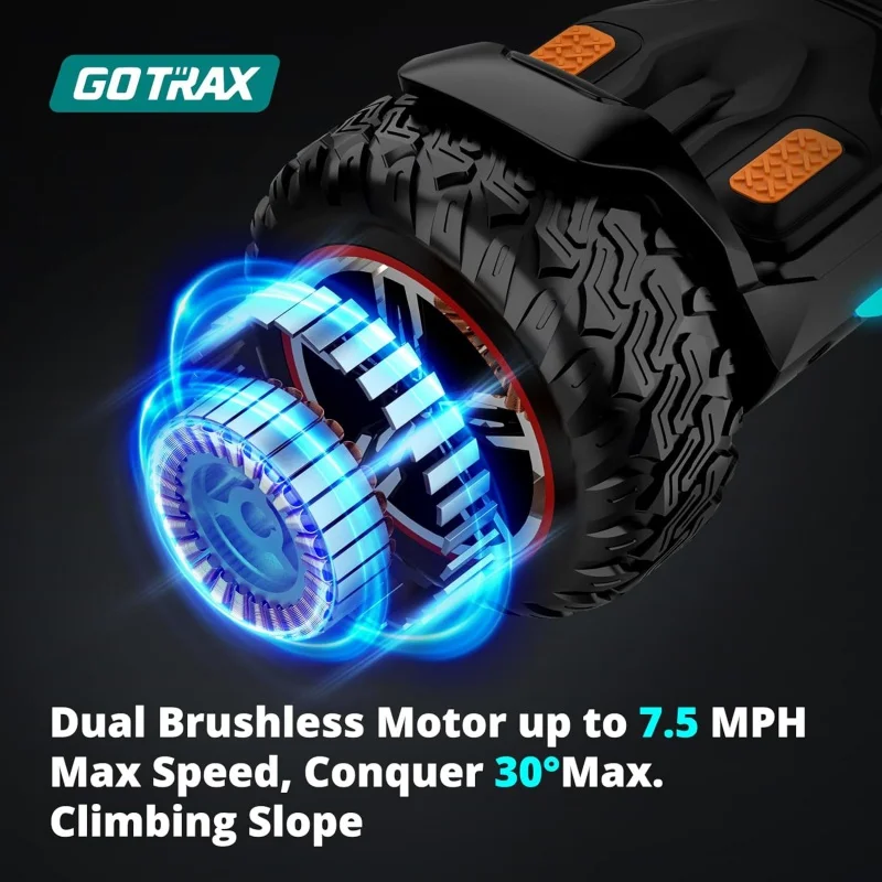 Gotrax 8.5 inci semua medan Hoverboard, ban Offroad, skuter keseimbangan Diri dengan Speaker musik, bersertifikat UL2272, baterai 144Wh Up