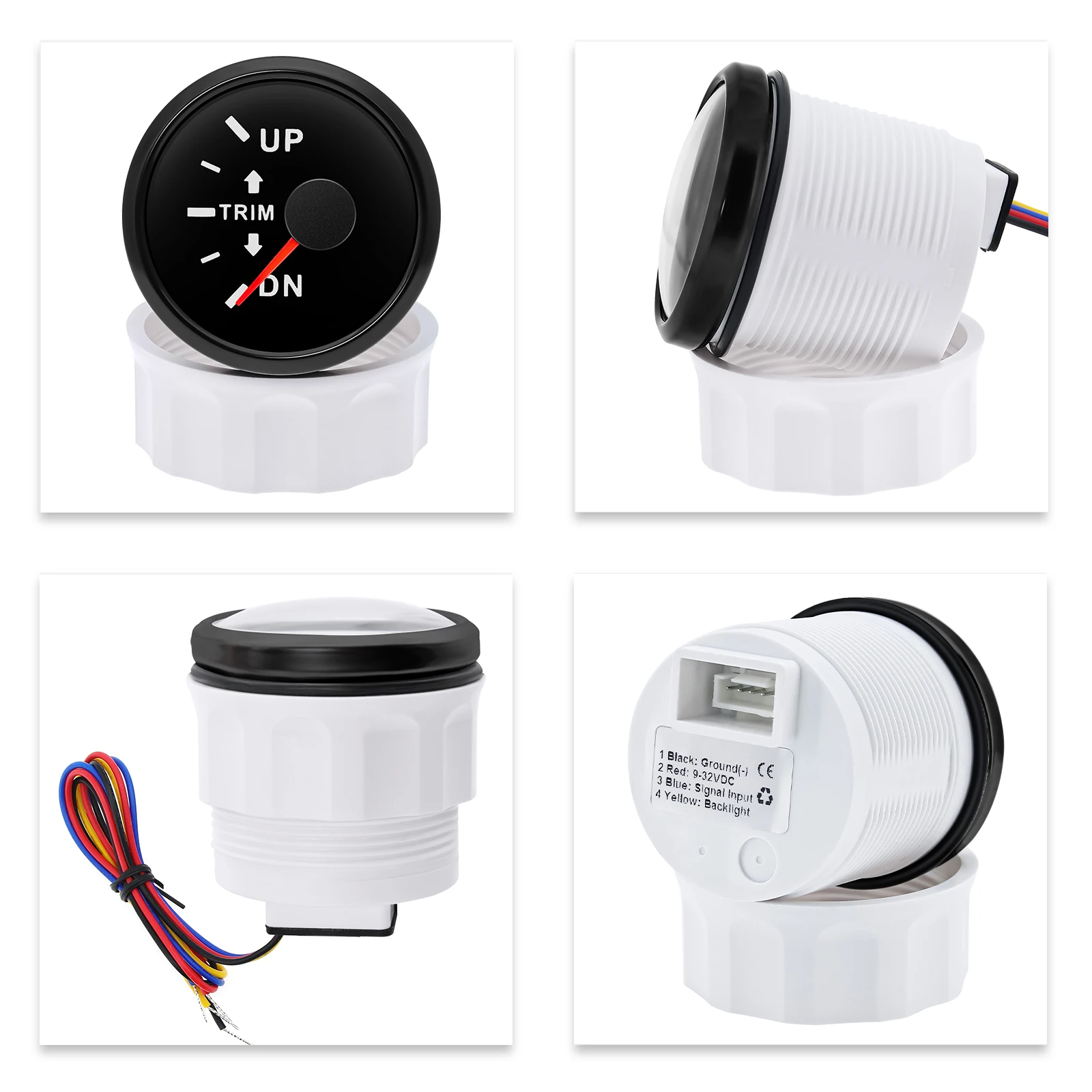Red Light 0-190ohm Trim Gauge for Inboard Outboard Engine 52mm Marine Trim Tilt Indicator Meter with Sensor Boat Yacht Custom