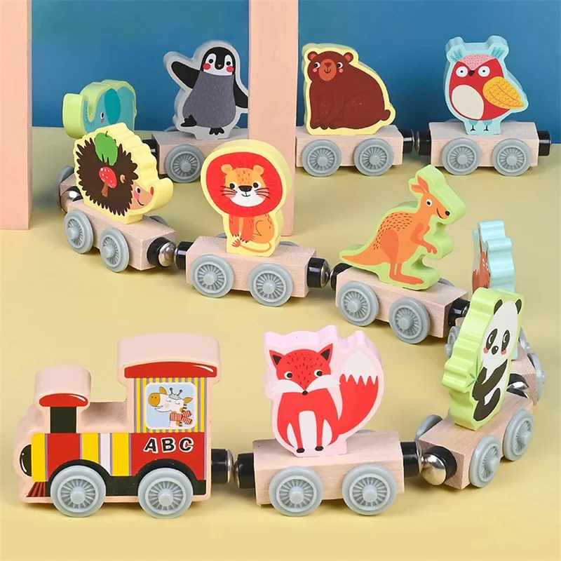 Montessori Kids Magnetic Wooden Train Toys Learning Numbers Color Train Set Puzzle Toys for Boys Girls Baby Birthday Xmas Gift