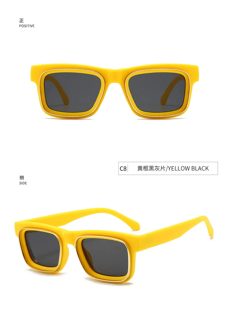 Neue Vintage Quadratische Sonnenbrille für Damen und Herren Marken-Rechteck-Sonnenbrille Ovale Brillen für Männer und Frauen – Detail 12
