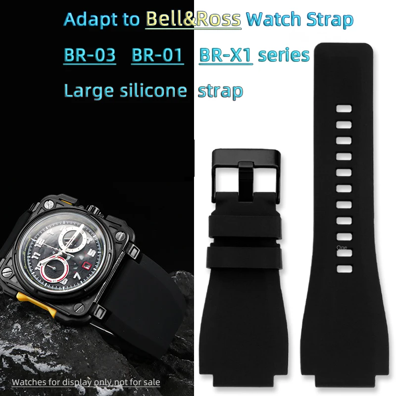 

For Bell Ross Men's Large Size Watch Strap Silicone Strap 24mm B&R BR 03 BR 01 INGRUMENTS Bell&Ross Rubber Strap watch band