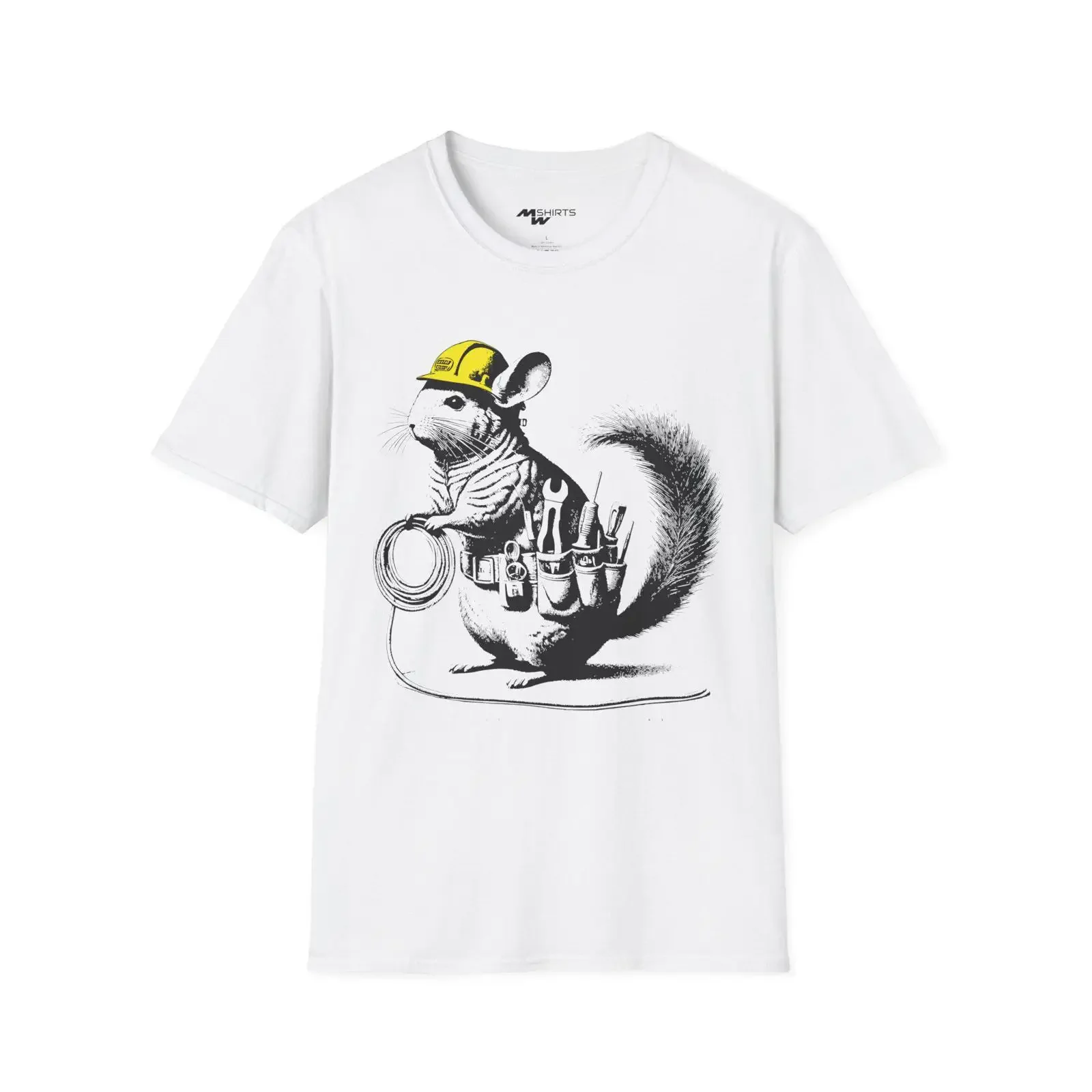 Engraving Style Electrician Chinchilla T Shirt Softstyle vintage Washed streetwear homme Comfortable fashion Stretched