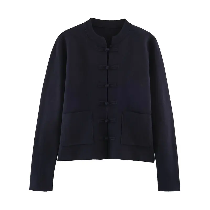 New 2026 Autumn Women's Long Sleeve Stand Collar Versatile Knitted Open Cardigan Outerwear Commute Style 100% Other Material