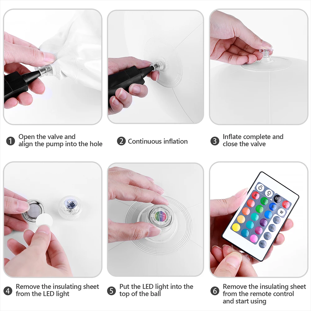 LED حديقة الكرة الخفيفة القابلة لإعادة الشحن المناظر الطبيعية الإضاءة مصابيح الحديقة 16 ألوان مضيئة كرة نطاطة حمام سباحة الطرف الديكور