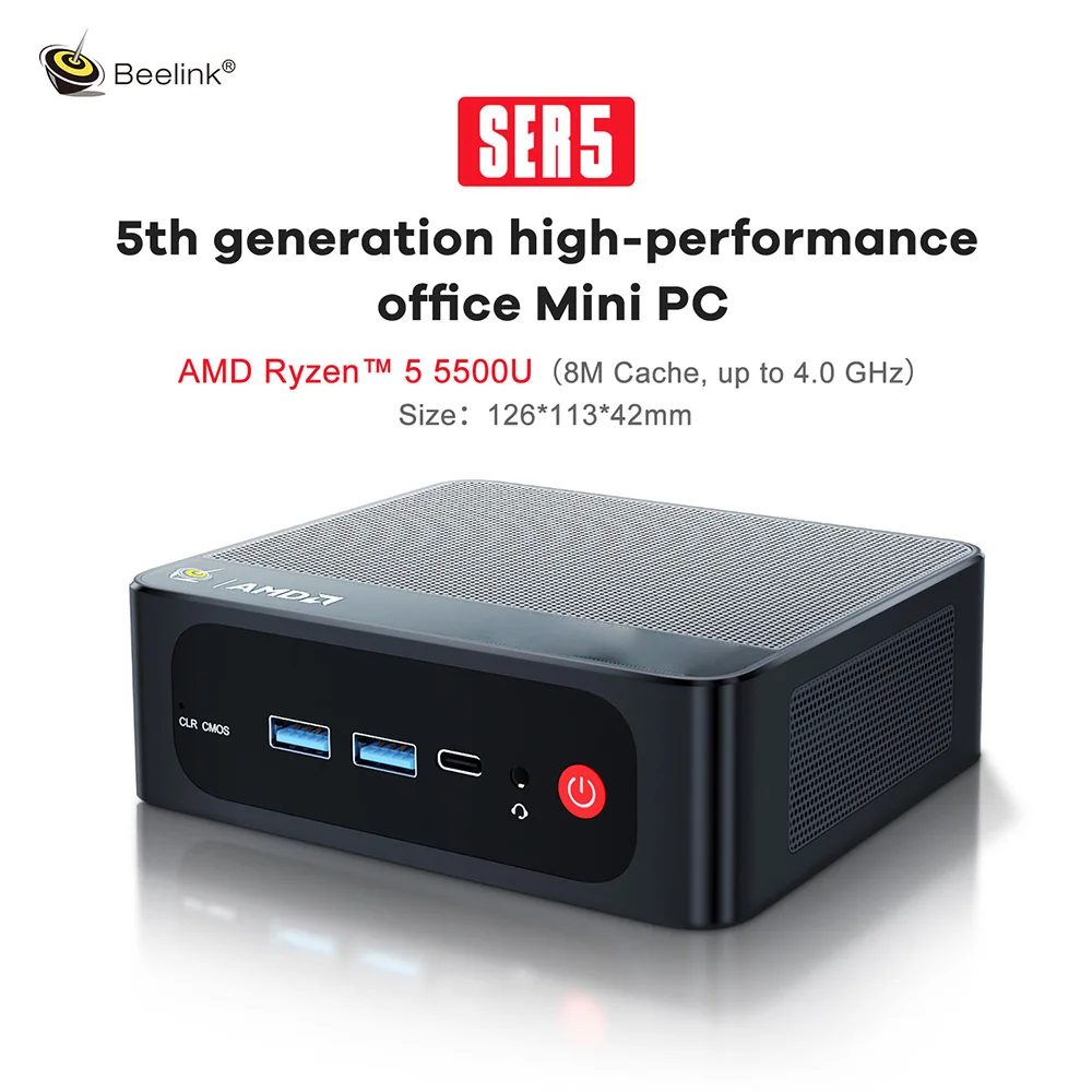 Beelink Mini PC SER5 Max AMD R7 7735HS Ryzen3 3200U R5 5500U 5625U 16G RAM 500G M.2 NVME SSD Type-C Gaming Mini Desktop Computer