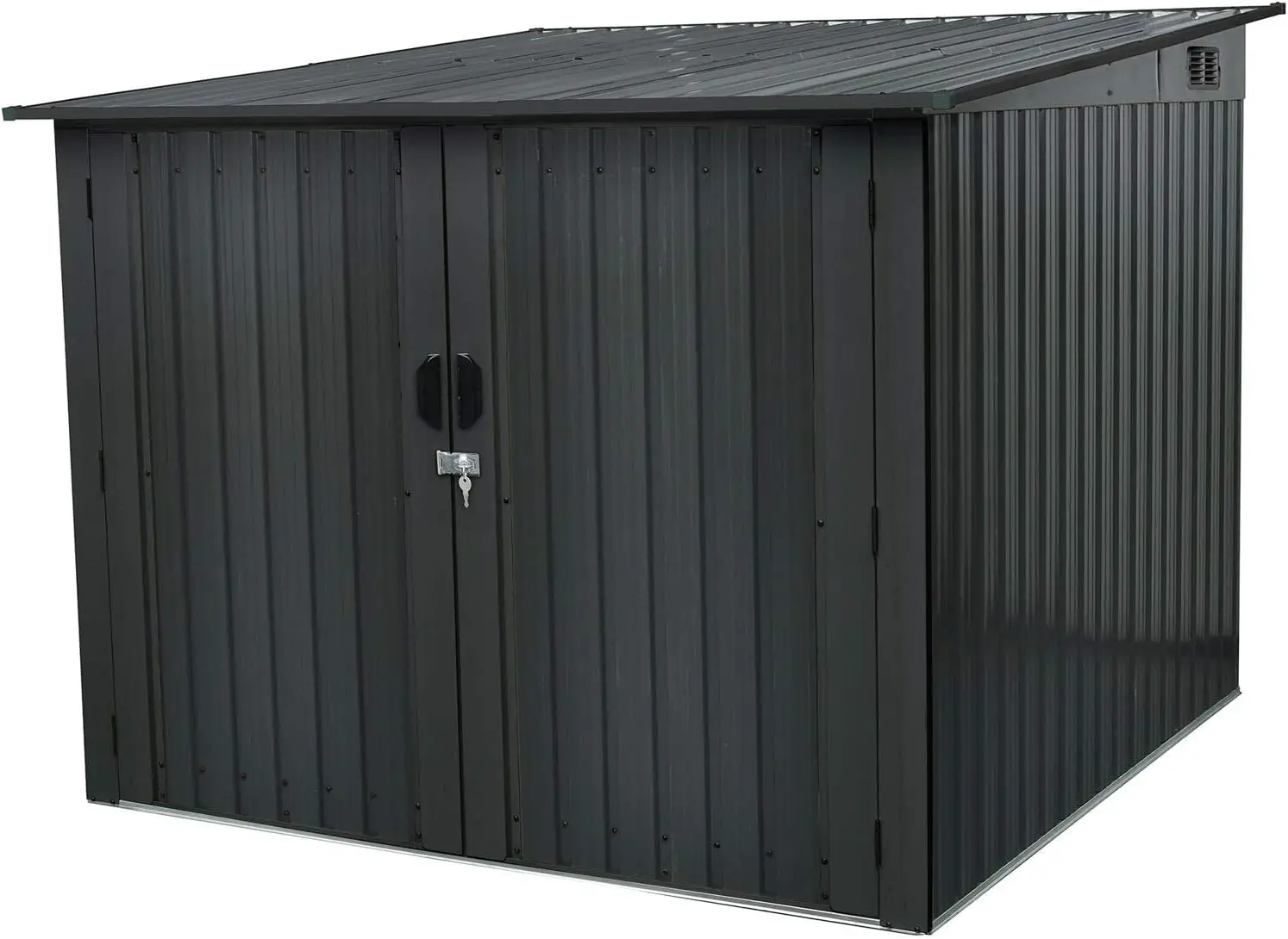 

Hanover Bicycle Outdoor Steel Storage Shed with Slope Roof and Twist Lock and Key, Stores 4 Bikes, Dark Gray Outside Storage She