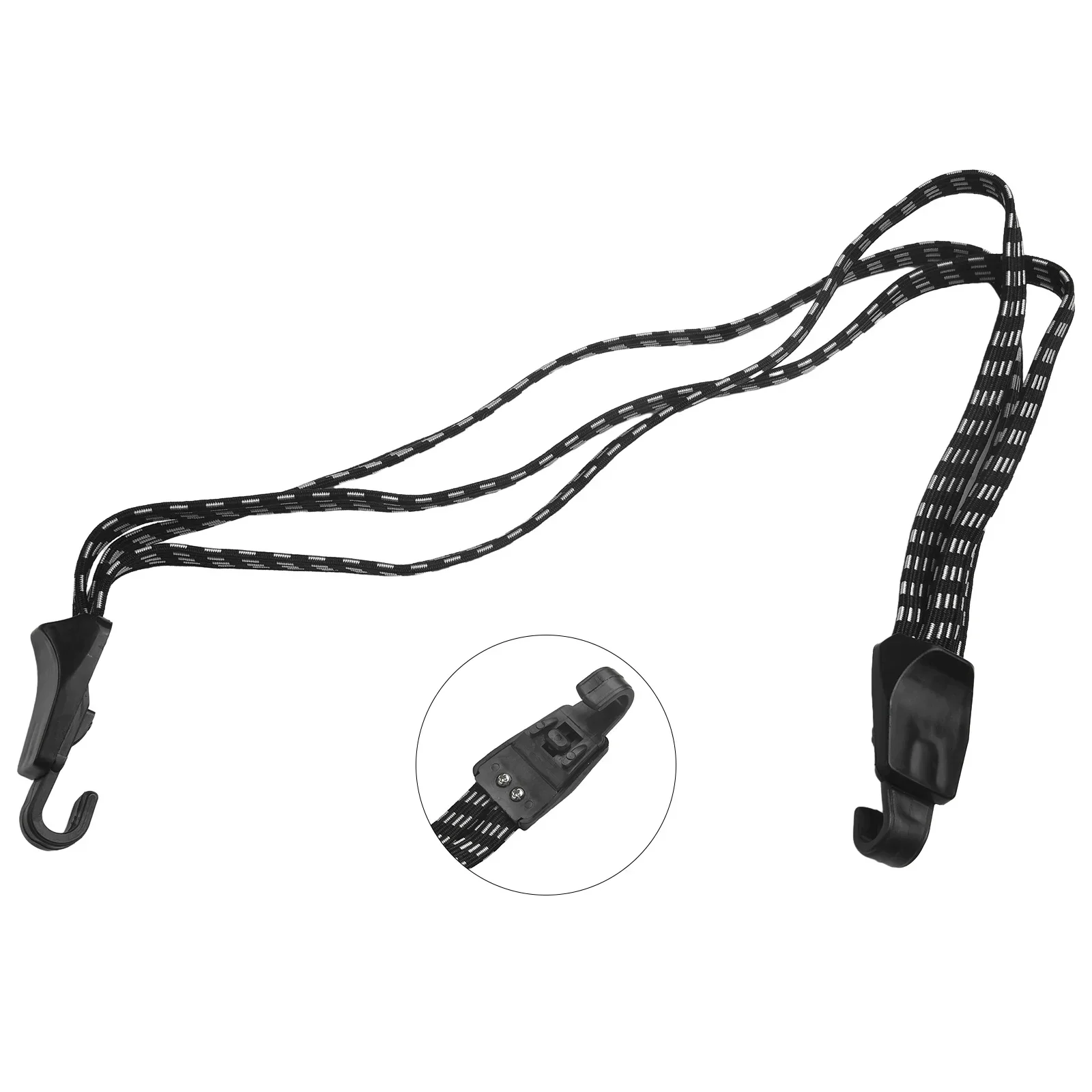 

Metal Hooks Rope Cargo Racks Rubber Elastic Stretch Bungee Bicycle-Luggage Storage Black +White 3 In 1 1pc PVC