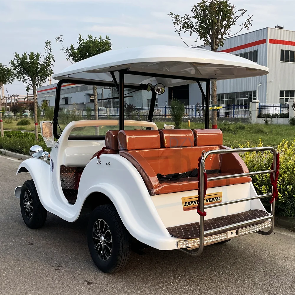 2025 Novo design cor azul escuro novo design 14 lugares 4 rodas 72V 5Kw carros clássicos de turismo elétrico vintage