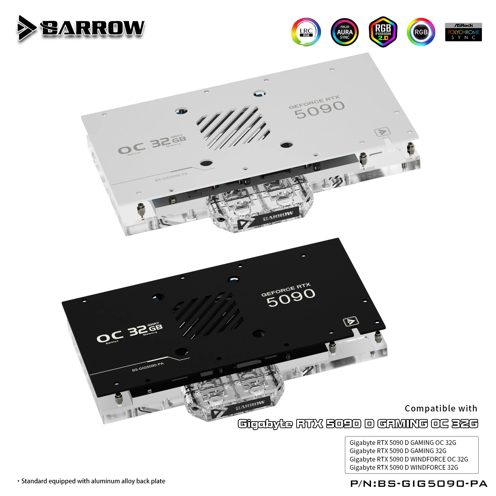 Barrow GPU Water Block for GIGABYTE RTX 5090 D GAMING WINDFORCE OC 32G AORUS MASTER Video Card Graphics Cooler