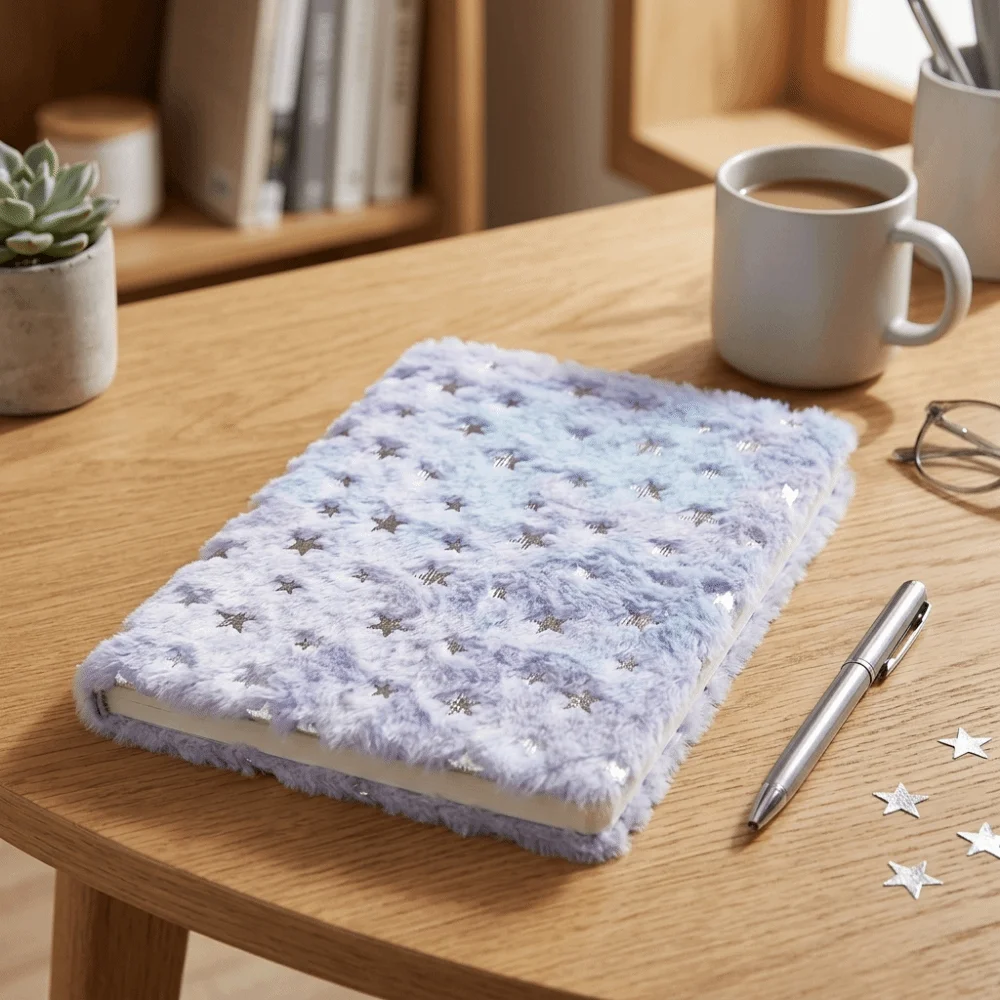 Fluffy Gradient Covered Diary a5 Size Paper Fluffy Notebook 80 Pages Softcover Faux Fur Notebook Office