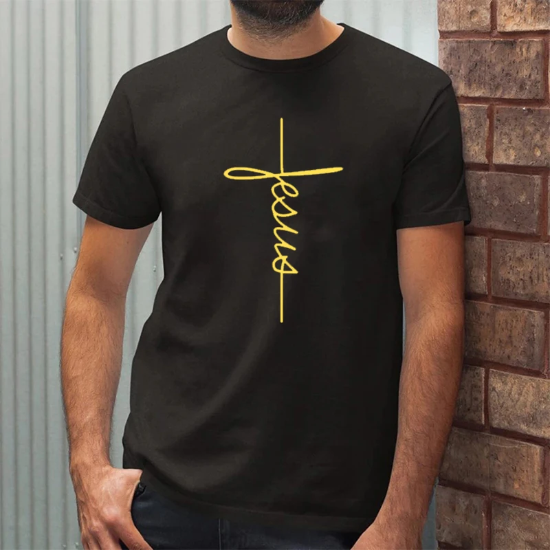 Jesus Christian Cross T Shirt Good With Me Fashion Men Casual Short Sleeve Tops 100% Cotton Tee Shirt Hipster Streetwear T-shirt