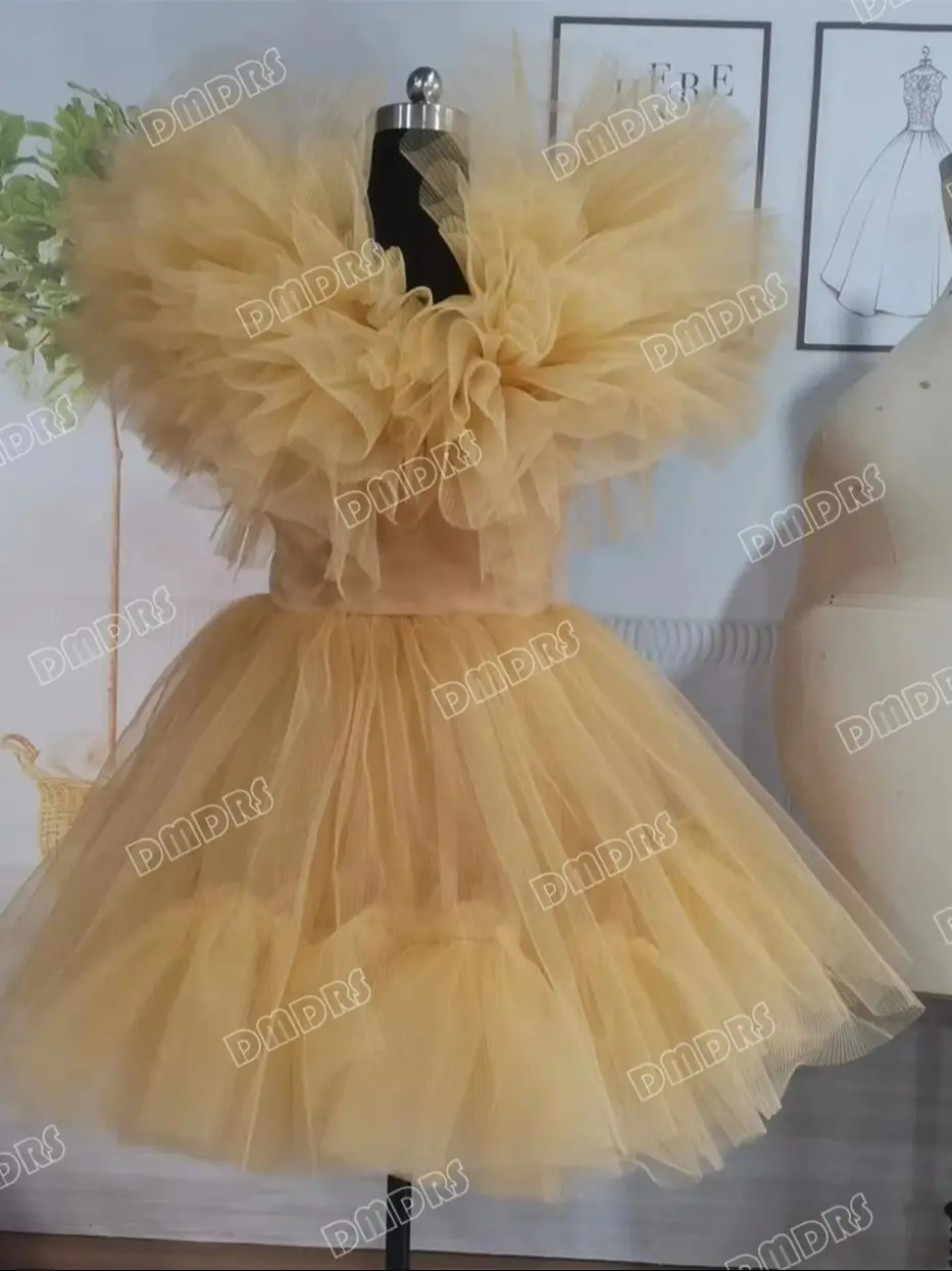 DMDRS | Vestidos de fiesta cortos de tul exuberantes, vestido Formal de graduación por encima de la rodilla hinchado para mujer, vestido para