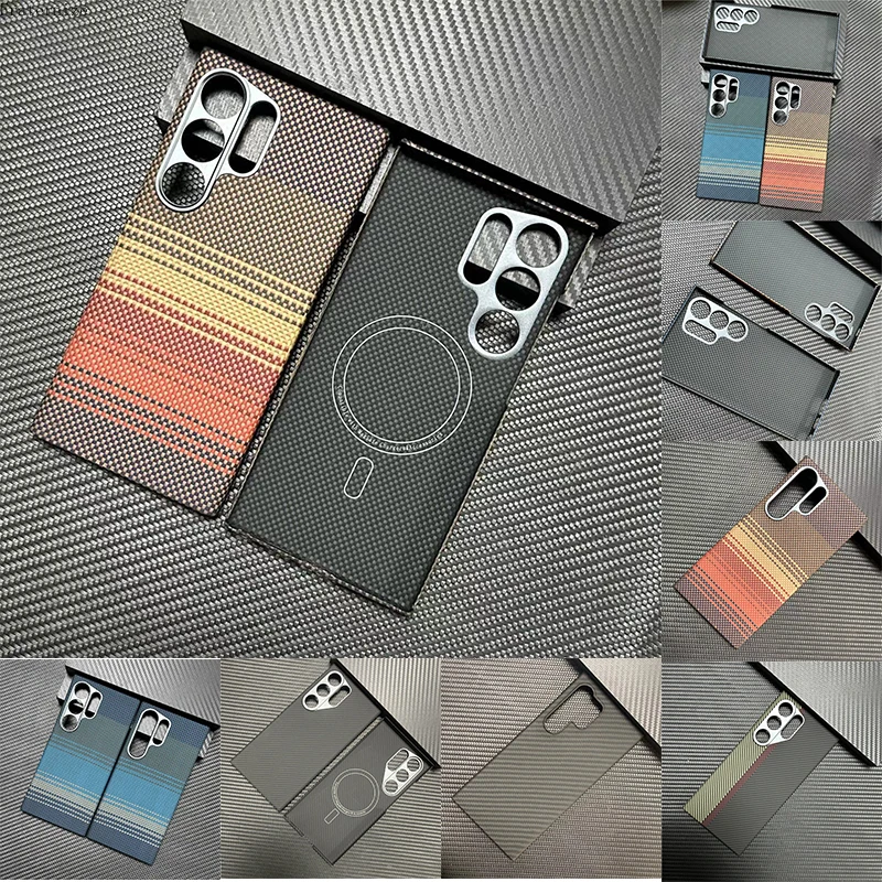 

Genuine Carbon Aramid fiber case for Samsung Galaxy S24 Ultra Magsafe Anti-fall Carbon Fiber lens protection Phone Accessory