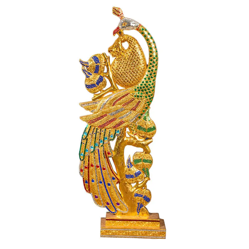 South East Asia handmade gold foil glazed peacock decoration living room ornament lobby entrance corridor aisle floor decoration