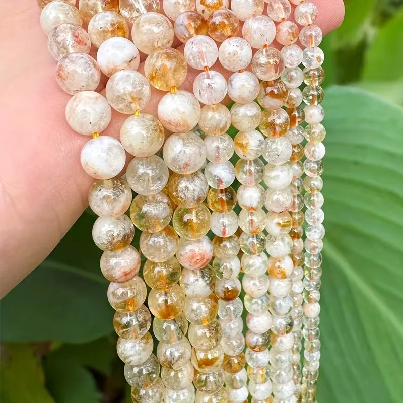 4/6/8/10mm Naturstein Citrin Phantom Quarz Perlen Runde Kristalle für Schmuckherstellung DIY Zubehör Halskette Armband Accessoire – Detail 2
