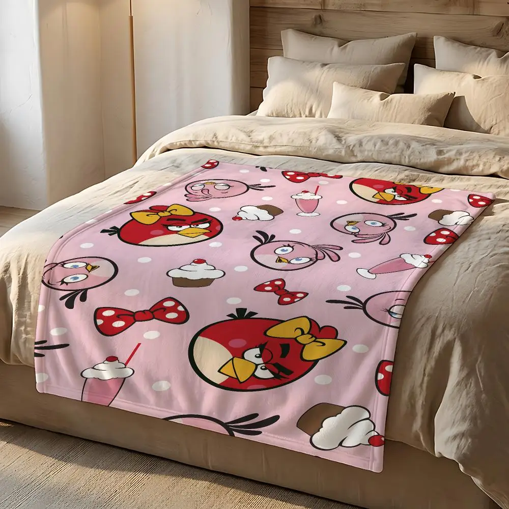 Video Game Angry Birds Throw Short Plush Throw Blanket Soft Skin-Friendly Multi-Scene Home Office