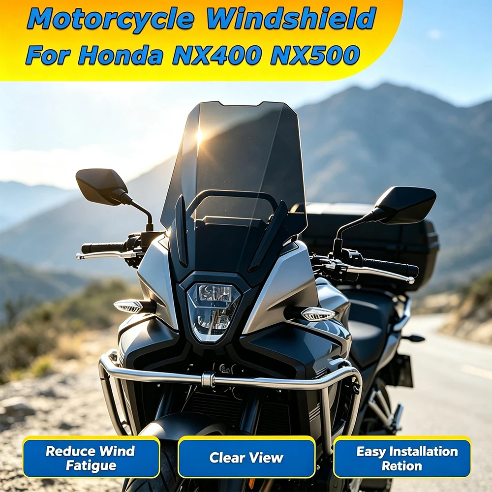 For Honda NX500 NX400 Motorcycle Windshield Deflector 54CM/59CM Windshield Deflector Windproof And Anti Shake Easy Installation