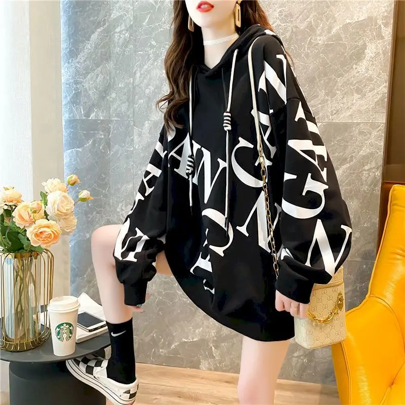 Fashion Hoodies Women Spring Autumn Trendy Thin Hooded Jackets Korean Style Oversized Hoodie Casual Fried Street Top Gothic Coat