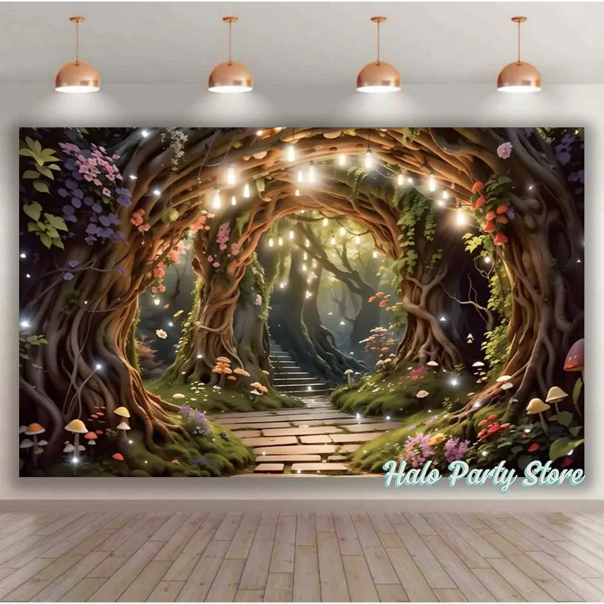 Fairy Tale Forest Dreamy Natural Jungle Forest Wonderland Mushroom House Backdrops Baby Birthday Party Photography Backgrounds