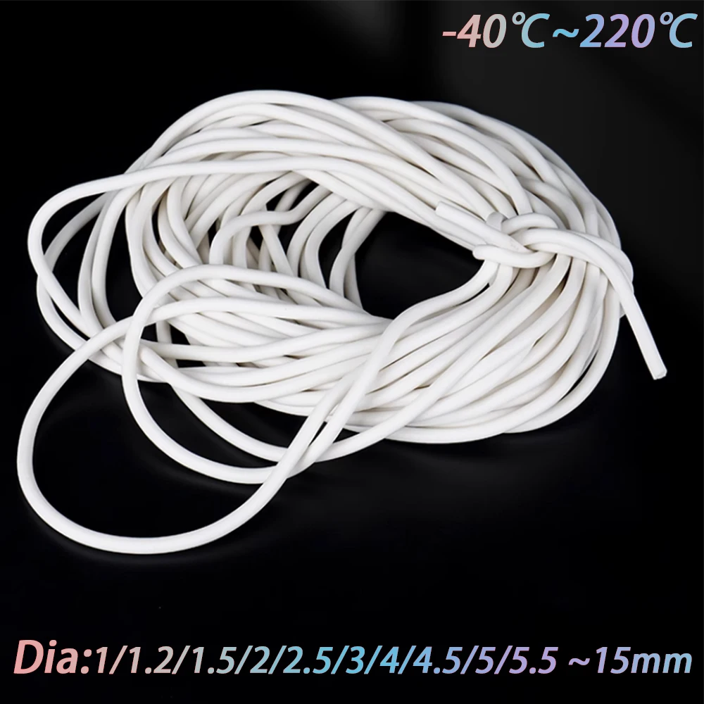 1-10M Dia 1/1.2/1.5/2/2.5/3/4/4.5/5/5.5 ~16mm Foam Silicone Rubber Sealing Strip White Round VMQ Sponge Cord Cabinet Door Seal