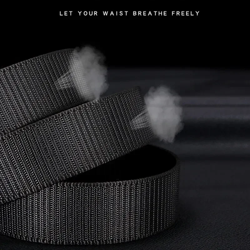 Мужской ремень, автоматическая металлическая пряжка, имитация нейлоновой лямки, уличный рабочий ремень, беззубая автоматическая пряжка, повседневный спортивный парусиновый ремень