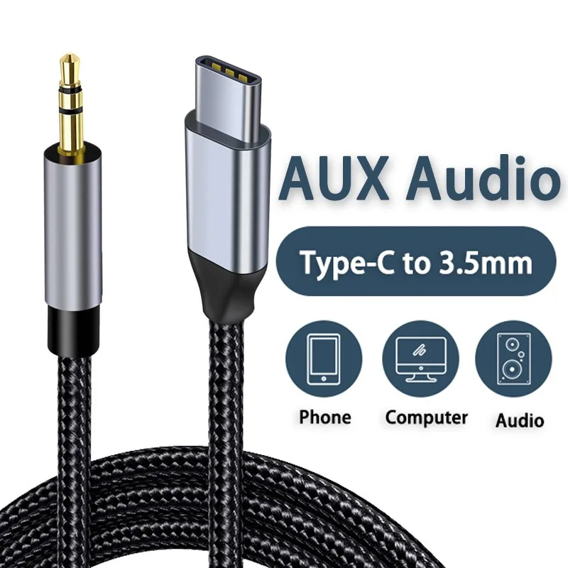 AUX Audio Cable USB C to 3.5mm Jack AUX Cord Car Speaker Headphone Adapter For Samsung Xiaomi Huawei Universal Type-C Converter