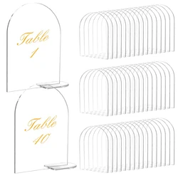 Arco de señal de acrílico transparente con soporte, etiquetas de nombre de invitados en blanco, soporte de número de mesa de boda, suministros de decoración, tarjeta de lugar DIY, 10/20 piezas