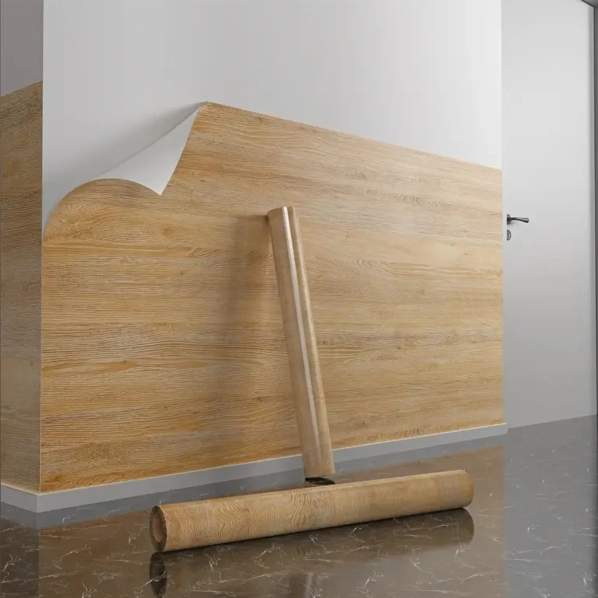 Wasserdichte Holz-Vinyl-Tapete, selbstklebende Tapeten, Türen, Schrank, Schreibtisch, moderne Möbel, dekoratives Wandpapier