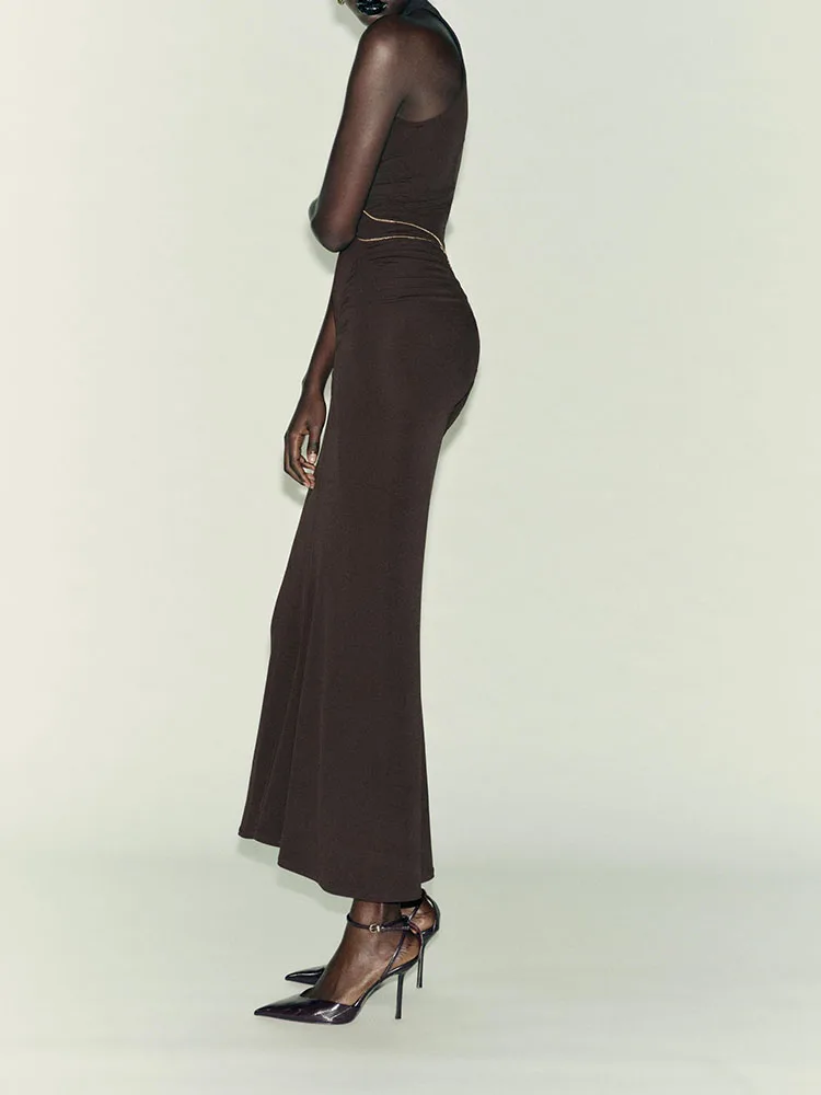 Süße sexy erschwingliche 2025, Winter-Neue Ankunft, Kette zum Aufhängen, Neline Dr, hohe Taille, langer Rock, Leistung, reine Farbe