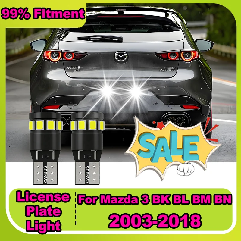 

2 шт. светодиодные лампы T10 W5W Canbus для подсветки номерного знака 12В 6000K для Mazda 3 BK BL BM BN 2003-2018 2012 2013 2014 2015 2016 2017, высокая мощность