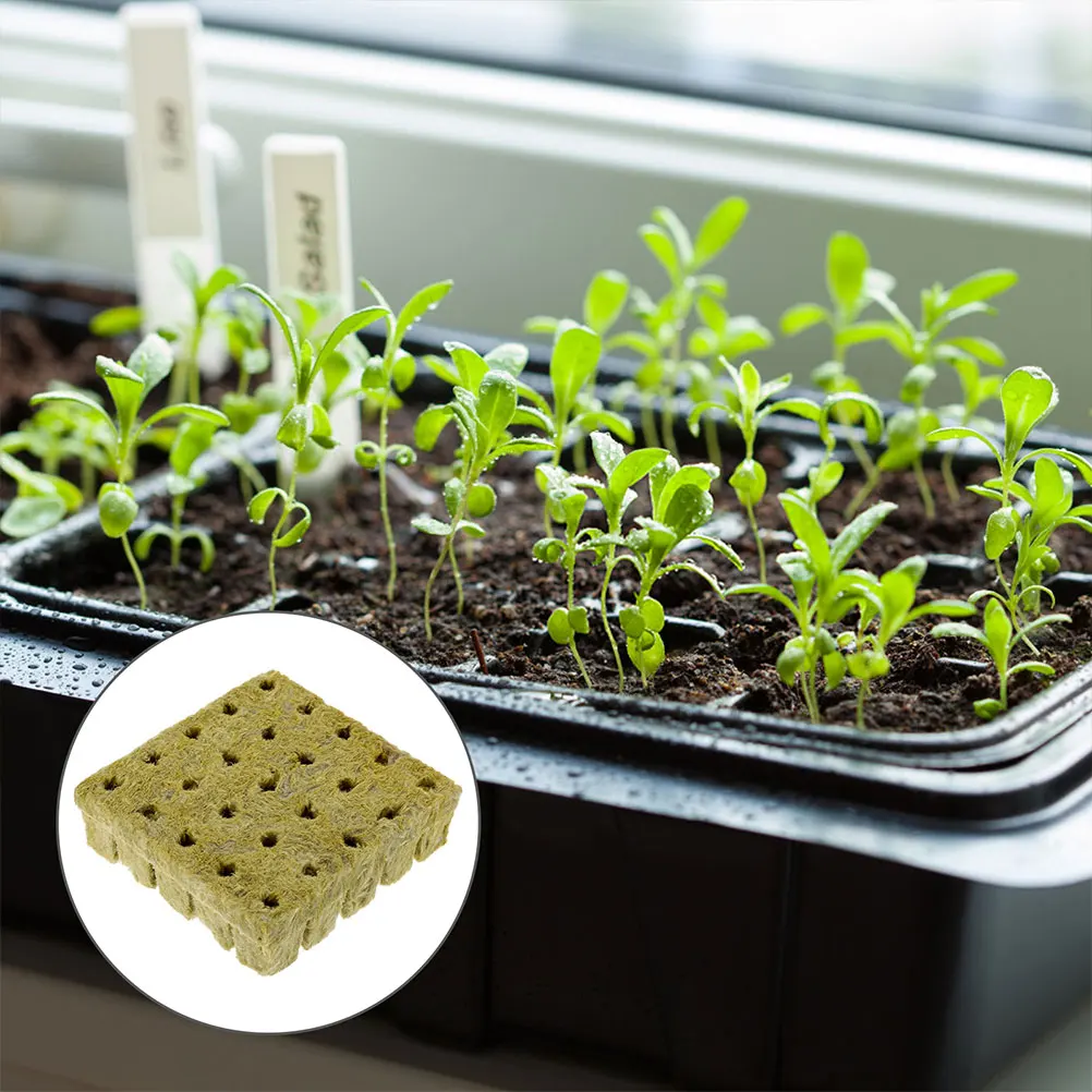 

50Pcs Fluffy Hydroponic Grow Starter Plugs Rockwool Nursery Blocks for Healthy Plants
