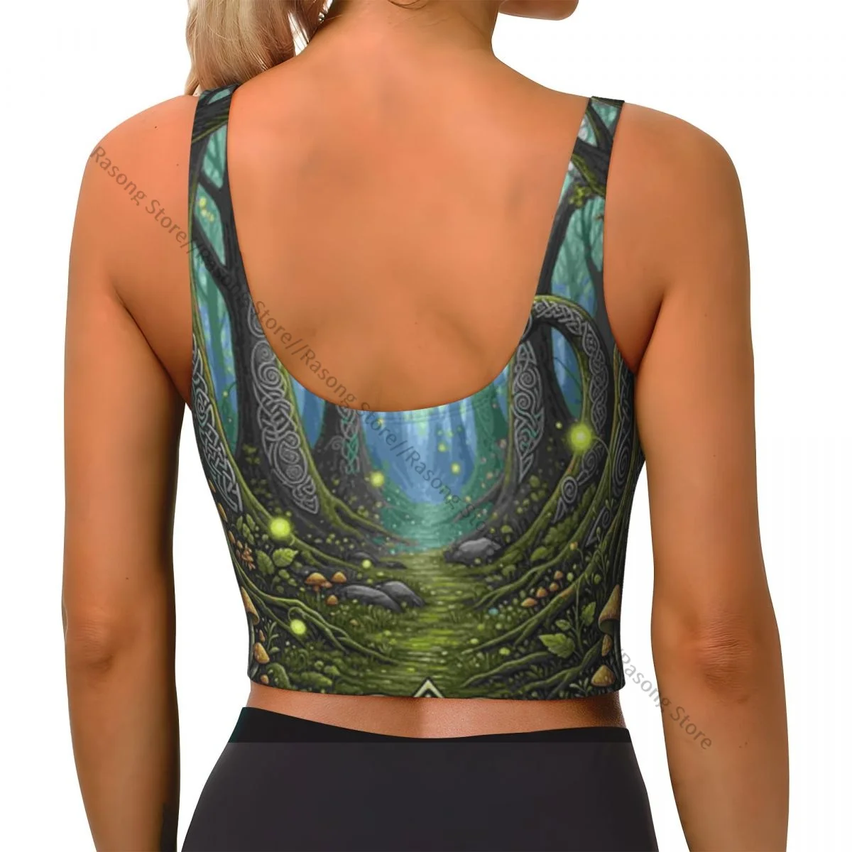 Women Sexy Sports Vest Mystical Forest At Night Fantasy Female Streetwear Sport Lingerie Tee Crop Top